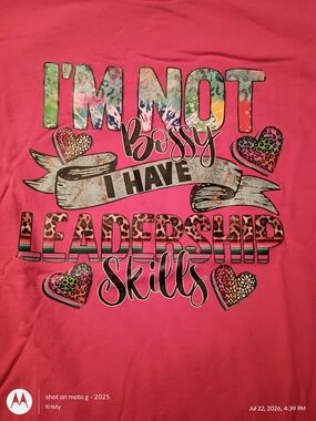 Amazon Essentials Bright Pink Graphic Tee with Multicolor Printed Slogan